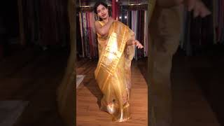 Yellow Printed Organza Silk Saree with Kanchi Zari Weaves  Mirra Clothing [upl. by Aiahc]