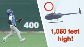 WORLD RECORD Catching baseballs dropped from a helicopter [upl. by Elazaro]