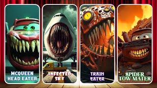 MONSTER BATTLE  McQueen Head Eater Infected Sky Train Eater Spider Tow Mater [upl. by Whittaker]