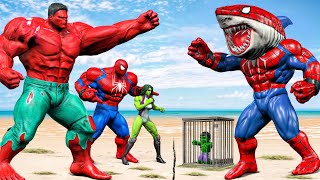 Evolution HULK RED Vs SHARK SPIDERMAN Recuse HULK FAMILY Who Is The Champion  LIVE ACTION STORY [upl. by Tillion]