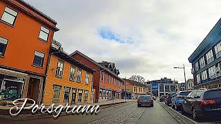 Porsgrunn Norway  Driving through colorful street Storgata [upl. by Endaira831]