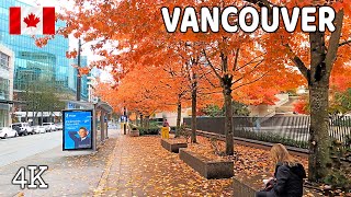 🇨🇦 【4K】🍁 🍁 🍁 Downtown Vancouver BC Canada Fall in Vancouver Relaxing Autumn Walk [upl. by Rosalinde220]