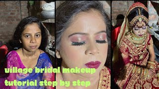 गर्मी में गाँव में ब्राइडल मेकअप कैसे करे  Village bridal make up Village real bride tutorial [upl. by Kohler793]