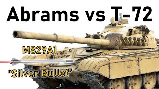 Abrams SILVER BULLET vs Iraqi T72  M829A1 Depleted Uranium APFSDS Armour Penetration Simulation [upl. by Jerrylee]