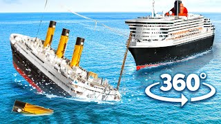 VR 360 Titanic Crew Rescue on Queen Mary 2  Titanic Sinks [upl. by Drofnil970]