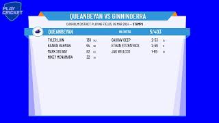 ACT Premier Cricket  Mens 1st Grade  Semi Final 1  Queanbeyan v Ginninderra  Day 1 [upl. by Silvain]