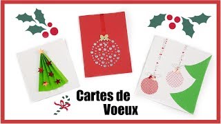 DIY CARTES DE VOEUX NOEL 3 IDÉES FACILES ET RAPIDE EN FRANÇAIS [upl. by Alyahsat]