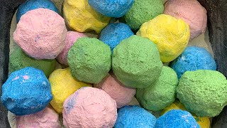 ASMR  coloured balls  crunchy  powdery  colourful  relaxing  satisfying  stress relief [upl. by Beret]