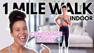 FAST 1 Mile Walk at Home Happy Mood Boost Fitness Videos [upl. by Nnaylime]