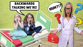 Addy and Maya Talk Backwards at the Toy Doctor [upl. by Stubstad]