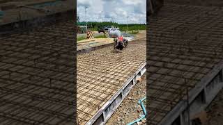 Car weight station projectuse workers prepare steel bar and install formwork for road concrete [upl. by Brietta]