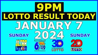 9pm Lotto Result Today January 7 2024 Sunday [upl. by Venola]