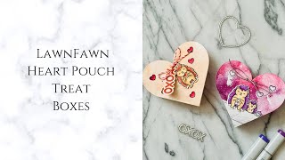 Valentines Treat Boxes  Lawn Fawn Heart Treat Pouch [upl. by Laresa]