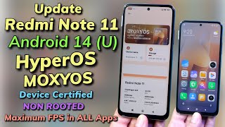 Install MOXYOS 108 Android 14U HyperOS ON Redmi Note 11 اردو हिन्दी [upl. by Tebasile]