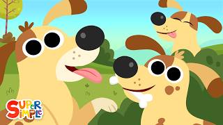 Five Spotted Dogs  Kids Counting Song  Super Simple Songs [upl. by Ibmab624]