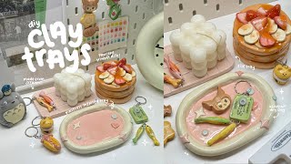 making clay trays and trinket dish🥞🍓✨ using air dry clay  no bake [upl. by Elleval]