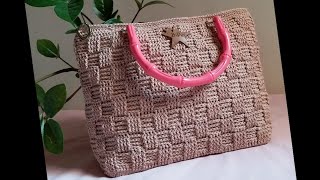 CROCHET tutorial tas rajut motif anyaman [upl. by Trauts]