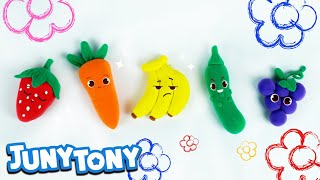 Play Doh Fruit amp Vegetable Colors  Art Play  Color Songs for Kids  Preschool Songs  JunyTony [upl. by Cece]