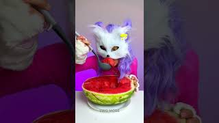 Meloncho Madness 😼🍉 Moms Watermelon Surprise from the Cat foodprank [upl. by Aiekam]