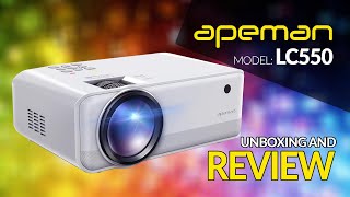 Apeman LC550 720P 4500 LUX LED Projector  Unboxing And Review [upl. by Gnod]