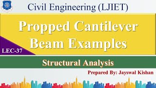 Lec37Propped Cantilever Beam Example  Structural Analysis  Civil Engineering [upl. by Aldo]