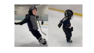 Balance Blades vs Regular hockey skates  on preventing a rear fall while learning to ice skate [upl. by Phebe]