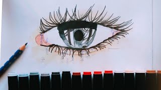 how to draw a real eye  TIME LAPSE OF DRAWING EYE [upl. by Ahsimed]