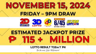 WATCH PCSO Live Lotto Result Today 9PM November 15 2024  LRT PH [upl. by Ubald910]