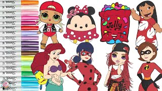 Coloring Book Compilation for Kids Miraculous Ladybug Disney Princess Lilo Shopkins Minnie Mouse [upl. by Aknahs970]