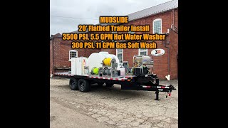 MUDSLIDE 20’ Mobile Wash Trailer  3500 PSI 55 GPM Hot Washer 300 PSI 11 GM Soft Wash System [upl. by Vida]