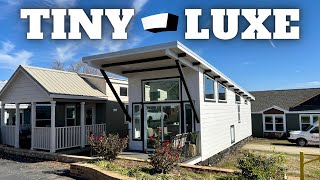 LUXURIOUS NEW tiny house with all the AMENITIES Tiny Home Tour [upl. by Sukramal]