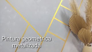 COMO FAZER PINTURA GEOMÉTRICA COM FRISOS DOURADO  COMO FAZER PINTURA IMITANDO CIMENTO QUEIMADO DIY [upl. by Lindo]