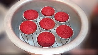 Red Velvet Cupcakes With Cream Cheese Filling  Red Velvet Cupcakes Without Oven Recipe [upl. by Neila]