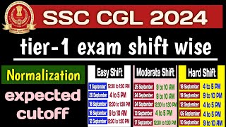 SSC CGL tier1 exam shift wise  expected cutoff with normalization  SSC CGL 2024 [upl. by Olds901]