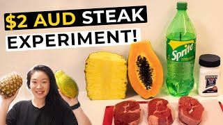 2 CHEAP STEAK EXPERIMENT Trying 4 COOKING HACKS to tenderise tough meat  Does Pineapple WORK [upl. by Nerte]