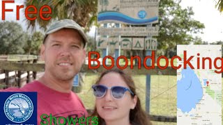 Free Boondocking Dupuis Campground Florida Hot showers In our Ram Promaster city self built camper [upl. by Seumas]