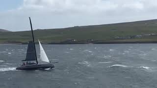 D1495 Hissy Fit leaves Lerwick in 35knots [upl. by Dlarej]