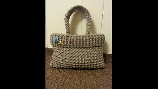 How to Crochet a Bag Pattern Tutorial  Ribbed Roll Over Bag [upl. by Fesuoy]