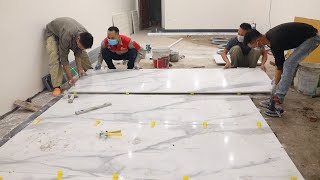 Construction The Living Room Floor With Granite Big Size  Install Granite with Perfect [upl. by Idisahc]