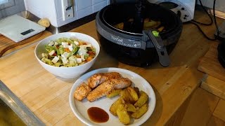 Tefal ActiFry 2in1  LOW FAT Kartoffel Wedges amp Lachs Rezepte deutsch [upl. by Inaluahek]