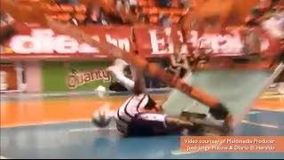 Hoop Falls Breaks on Harlem Globetrotter After Dunk [upl. by Merat919]