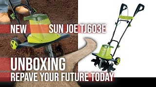 New Sun Joe TJ603E 16 Inch 12 Amp Electric Tiller and Cultivator Unboxing 2020 [upl. by Cherey]