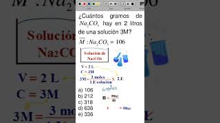 ¿Cuántos gramos de Na2CO3 hay en 2 litros sol 3M química ciencia clases quimica parati fyp [upl. by Aniroc545]