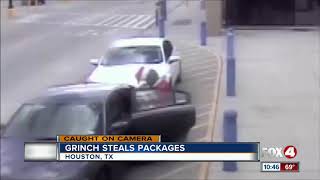 Suspect dressed as Grinch steals packages [upl. by Eninnaej]