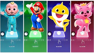 Cocomelon 🆚 Super Mario 🆚 Baby Shark 🆚 PinkFong 🎶 TilesHop 🎶 Who Will Win [upl. by Verge]