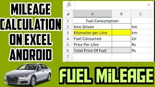 calculate vehicle mileage on android excel [upl. by Suirada]