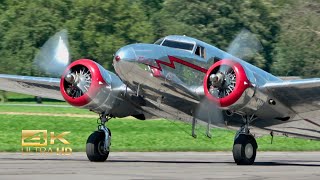 4K Lockheed 12A Electra Junior NC18125 departure Mollis AirBase ZigAirMeet 2023 [upl. by Ennairek10]