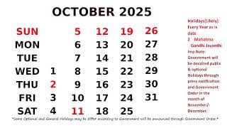 October Calendar 2025 [upl. by Idissak]