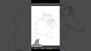 I draw Blastoise in Pokemon shorts shorts art edit foryou drawing anime digitalartist [upl. by Klarika]