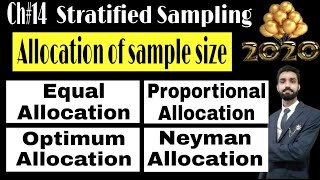 Allocation of Sample Size in Stratified Sampling in 2020 2  Chapter 14  Survey Sampling [upl. by Anitsuj]